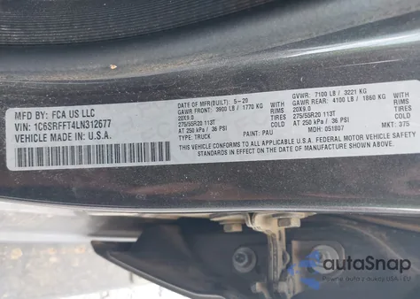 2020 Ram 1500 Big Horn 4X4 5'7 Box from USA, damaged, VIN 1C6SRFFT4LN312677